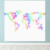 RegenboogWereldkaart Canvas Afdruk (Insitu (Houten vloer))