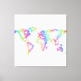 RegenboogWereldkaart Canvas Afdruk