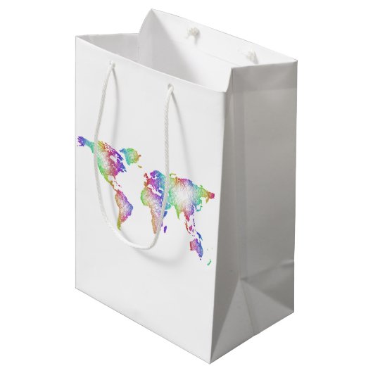 RegenboogWereldkaart Medium Cadeauzakje (Voorkant Gekanteld)