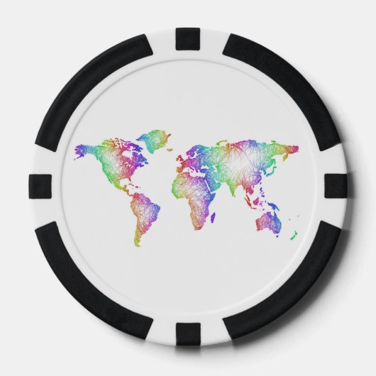 RegenboogWereldkaart Pokerchips (Voorkant)