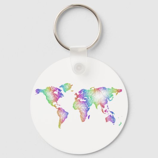 RegenboogWereldkaart Sleutelhanger (Voorkant)
