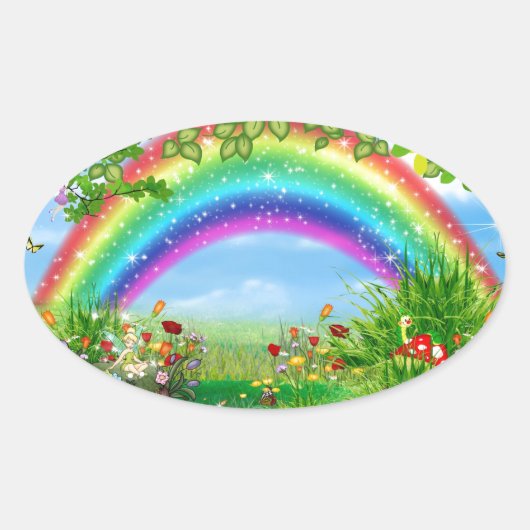 Regenboogwissers Ovale Sticker (Voorkant)