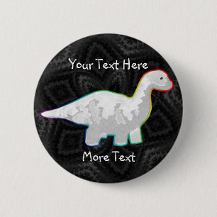 Regenboogwitte Dino-Button Ronde Button 5,7 Cm