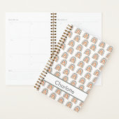 Regenboogwitte roos goudgrijze monogram planner (Display)