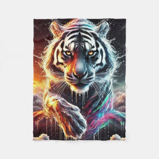 regenboogwitte tijger fleece deken (Voorkant)