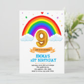 Regenboogwolk 9e verjaardag kaart (Staand voorkant)