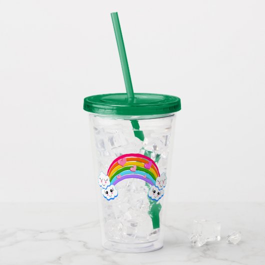 Regenboogwolken Acryltrommel Acryl Drinkbeker (Voorkant ijs)