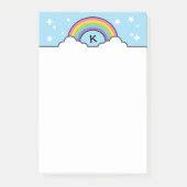 Regenboogwolken en sterren monogram post-it® notes (Voorkant)