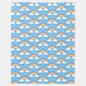 Regenboogwolken op blauw fleece deken (Voorkant)