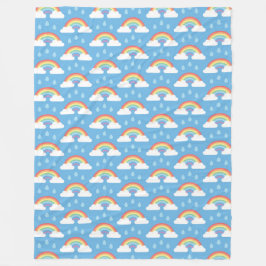 Regenboogwolken op blauw fleece deken