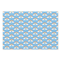 Regenboogwolken, regendruppels en paraplu's