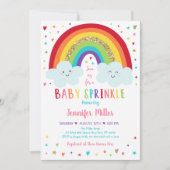 Regenboogwolken Roze Gouden Baby Sprinkle Kaart (Voorkant)