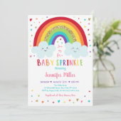 Regenboogwolken Roze Gouden Baby Sprinkle Kaart (Staand voorkant)