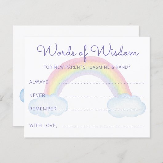 Regenboogwoorden van het Baby shower van Wisdom Ne (Voorkant / Achterkant)