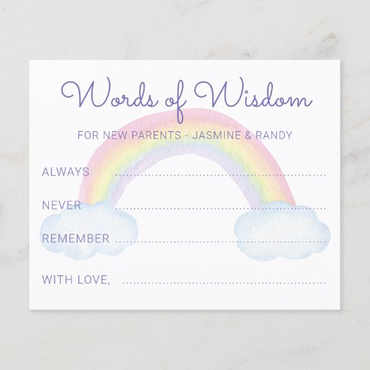 Regenboogwoorden van het Baby shower van Wisdom Ne (Voorkant)