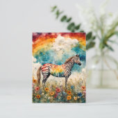 RegenboogZebra Briefkaart (Staand voorkant)