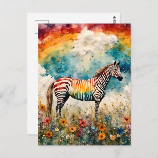 RegenboogZebra Briefkaart (Voorkant / Achterkant)
