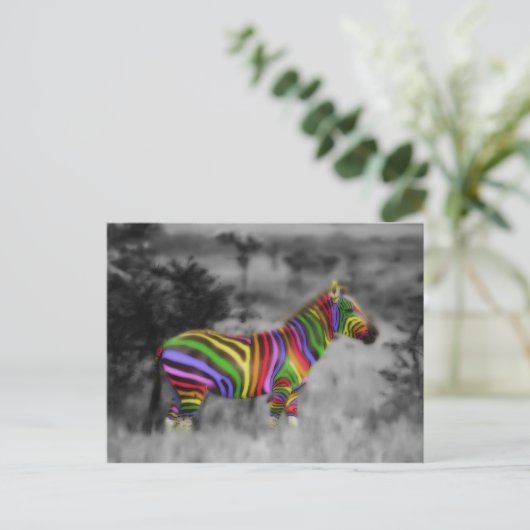 RegenboogZebra Briefkaart (Staand voorkant)