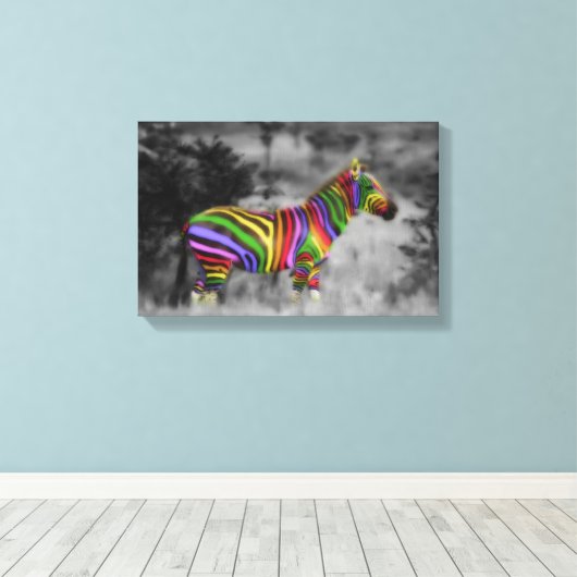 RegenboogZebra Canvas Afdruk (Insitu (Houten vloer))