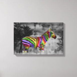 RegenboogZebra Canvas Afdruk