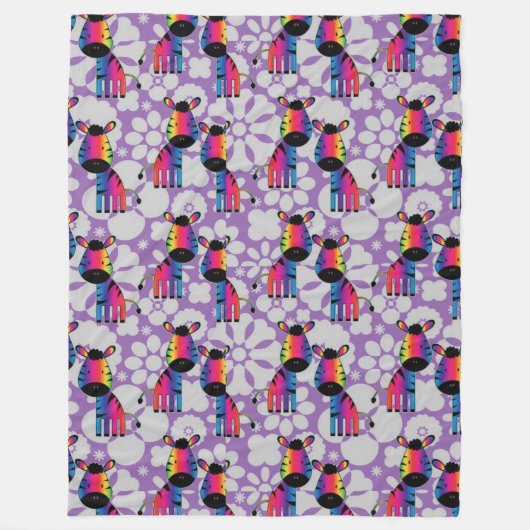 RegenboogZebra Fleece Deken (Voorkant)