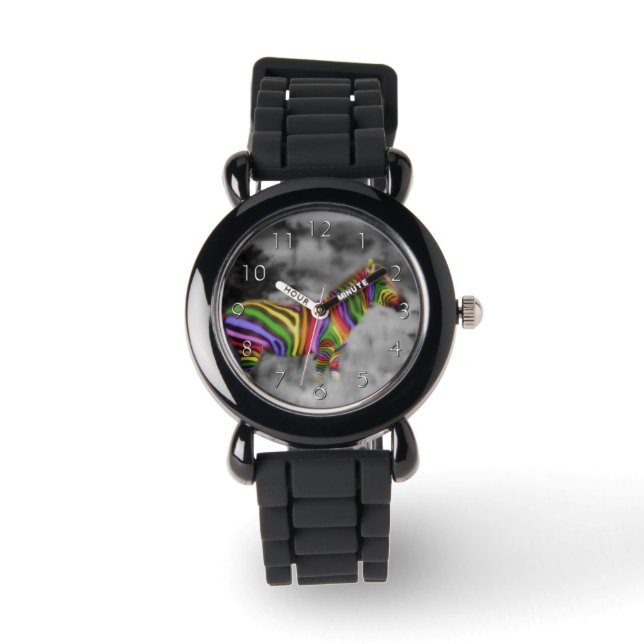 RegenboogZebra Horloge (Voorkant)
