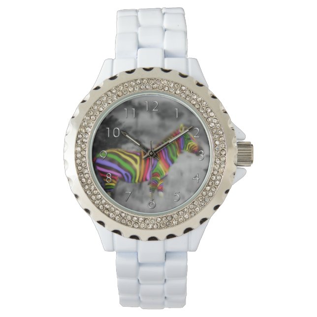 RegenboogZebra Horloge (Voorkant)