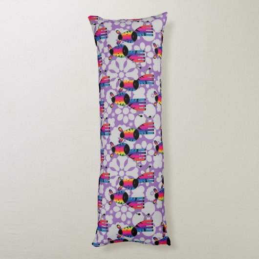 RegenboogZebra Lichaamskussen (Achterkant (Verticaal))