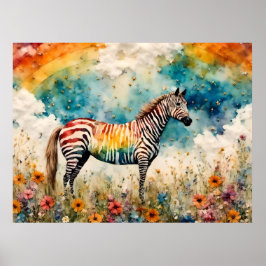 RegenboogZebra Poster