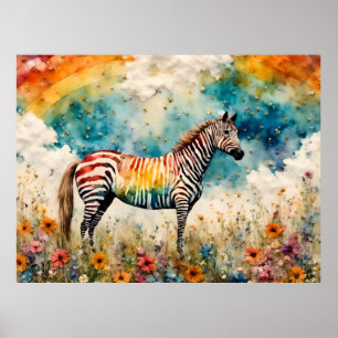 RegenboogZebra Poster