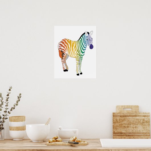 regenboogzebra poster (Keuken)