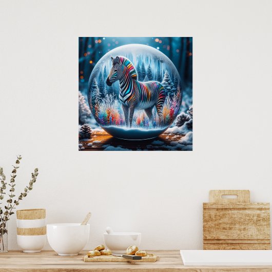 RegenboogZebra Poster (Keuken)