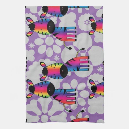 RegenboogZebra Theedoek (Verticaal)