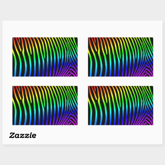 Regenboogzebrastripes Rechthoekige Sticker (Vel)