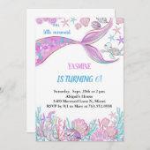 Regenboogzeemeermin onder de zee verjaardagsuitnod kaart (Voorkant / Achterkant)