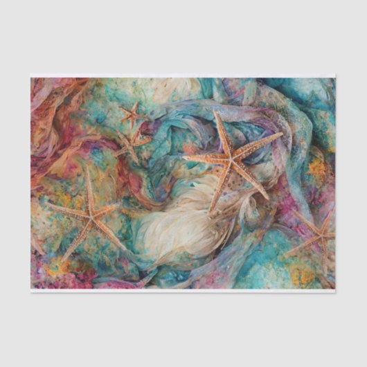 Regenboogzeesterren, fantasievolle zeesterren in k tissuepapier (Voorkant)