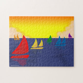 Regenboogzeilboten Puzzle Legpuzzel