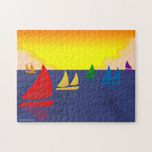 Regenboogzeilboten Puzzle Legpuzzel (Horizontaal)
