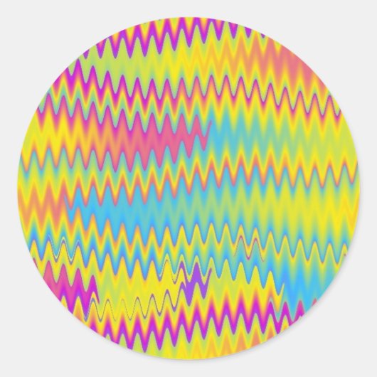 regenboogzigzag ronde sticker (Voorkant)
