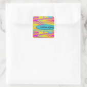 regenboogzigzag vierkante sticker (Tas)
