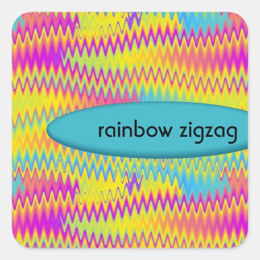 regenboogzigzag vierkante sticker (Voorkant)