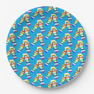 regenboogzomerpatroon teenslippers papieren bordje