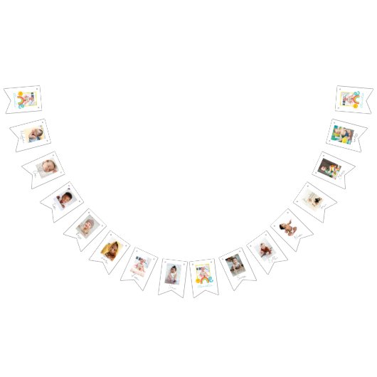 Regenboogzon 1ste verjaardag 12 maanden foto banne vlaggetjes (Alle)