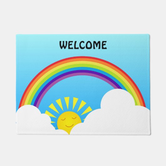 Regenboogzon en wolken deurmat (Voorkant)