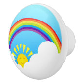 Regenboogzon en wolken keramische knop (Rechts)