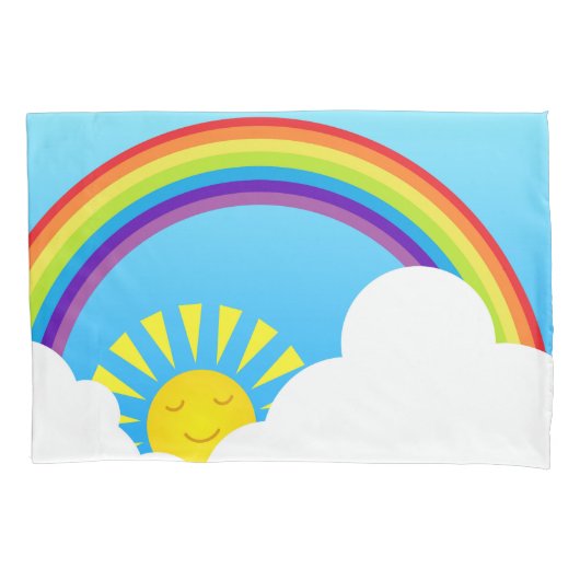 Regenboogzon en wolken kussensloop (Voorkant)