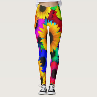 Regenboogzonnebloem Leggings