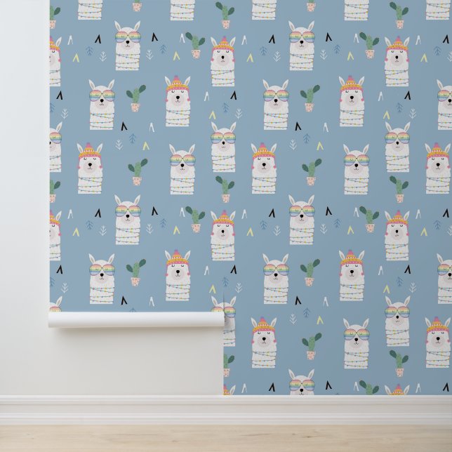 Regenboogzonnebrillen Llama Pattern Behang (Applicatie)