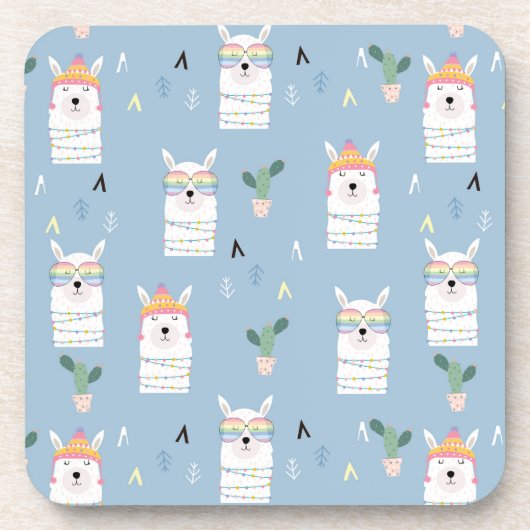 Regenboogzonnebrillen Llama Pattern Bier Onderzetter (Voorkant)