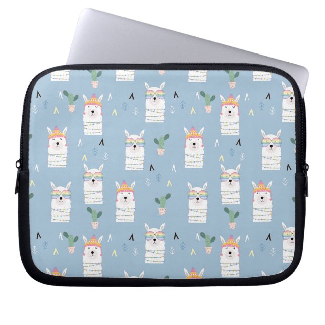 Regenboogzonnebrillen Llama Pattern Laptop Sleeve (Voorkant)